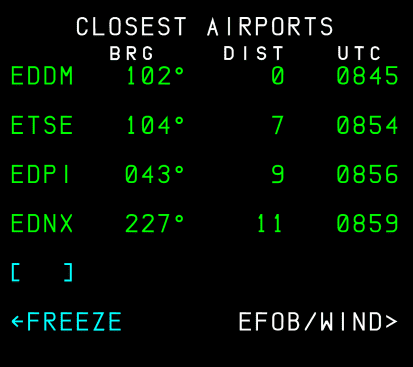 MCDU Data Closest Airports 1 Page